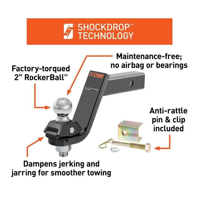 Load image into Gallery viewer, RockerBall Cushion Ball Mount - with 2&quot; Ball - 2&quot; Shank - 5&quot; Drop
