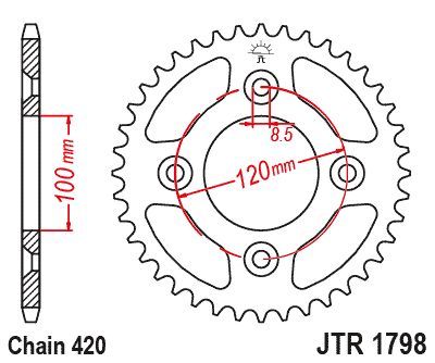 Load image into Gallery viewer, JT Sprockets Rear Steel Sprocket 47 Tooth 47T 420 Chain JTR1798.47
