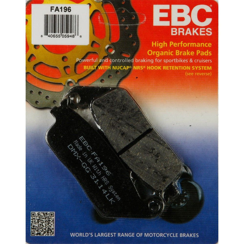 Load image into Gallery viewer, EBC 1 Pair FA Series Organic Replacement Brake Pads MPN FA196
