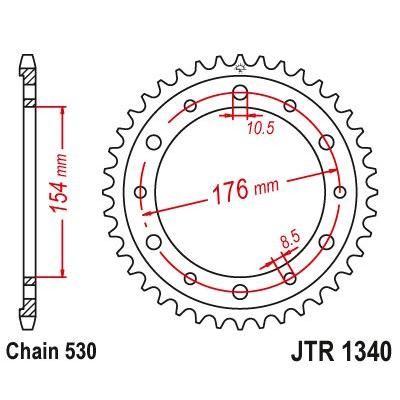 JT Sprockets Rear Steel Sprocket 43 Tooth 43T 530 Chain For Honda VFR800 X-B,C,D,E,F,Crossrunner 2011-2014 JTR1340.43