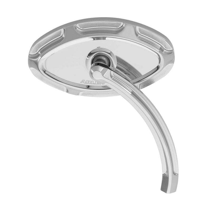 Load image into Gallery viewer, Arlen Ness Chrome Beveled Short Stem Right Side Handlebar Mirror Harley / Metric
