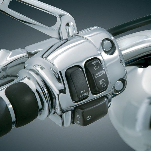 Load image into Gallery viewer, Harley FLSTN Softail Deluxe 2011-2013Switch Housing Set Chrome by Kuryakyn
