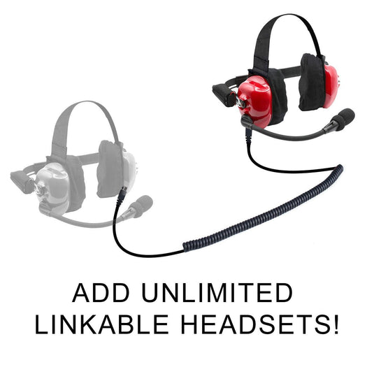 Rugged Radios H80 Track Talk Linkable Intercom Headset - Bring The Conversation To The Circle Track NASCAR event H80-RD
