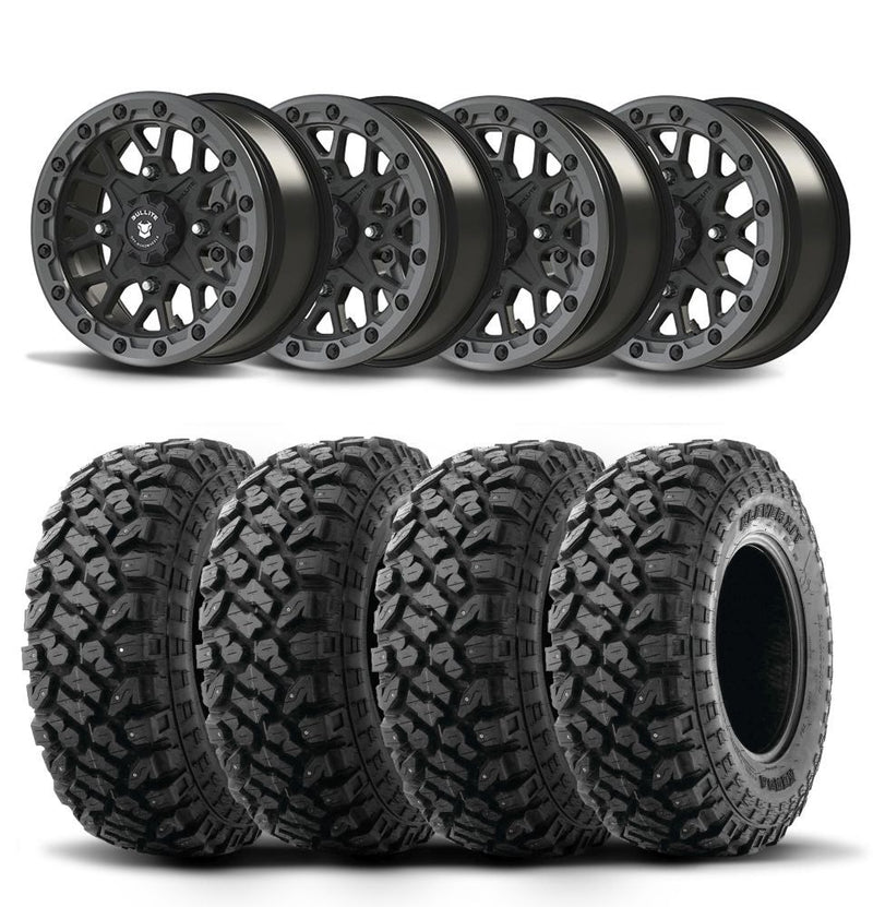 Load image into Gallery viewer, Set of Four Bullite Rider Wheels 14&quot; Gray And Kenda K3204R Klever XT Tires [28x10R-14]
