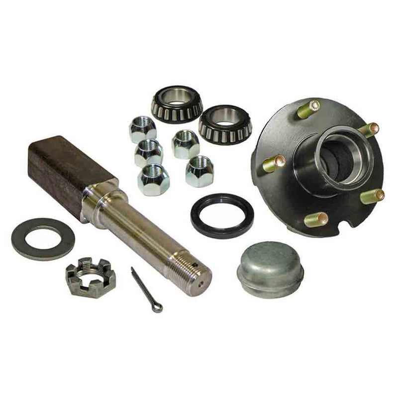 Load image into Gallery viewer, Single - 5-Bolt on 4-1/2 Inch Hub Assembly with Square Shaft 1-1/16 Inch Straight Spindle &amp; Bearings
