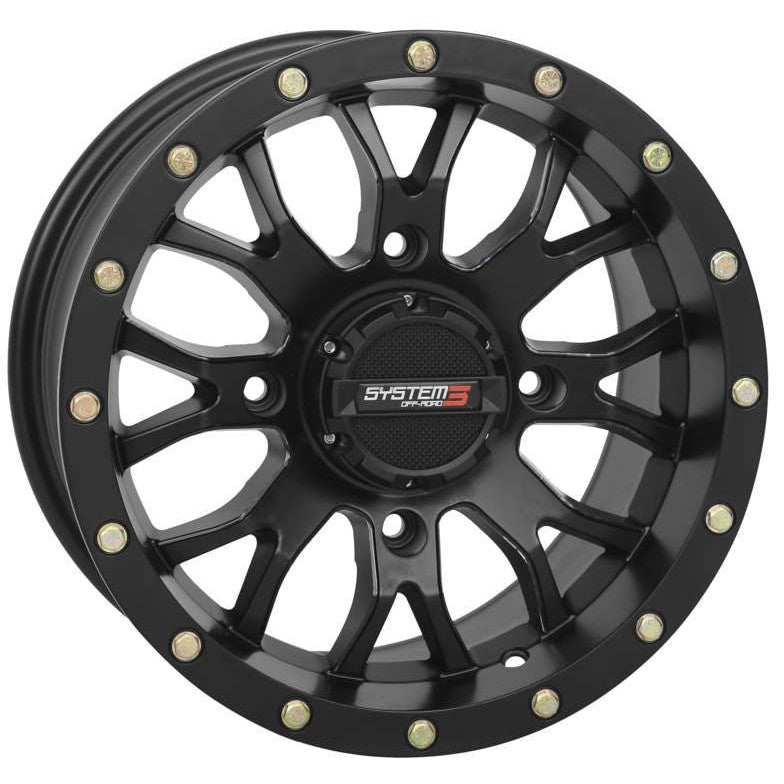Load image into Gallery viewer, System 3 ST-3 Simulated Beadlock Matte Black Wheel 18x7 4/156 4+3 (+10mm)
