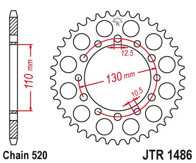 Load image into Gallery viewer, JT Sprockets Rear Steel Sprocket 44 Tooth 44T 520 Chain JTR1486.44
