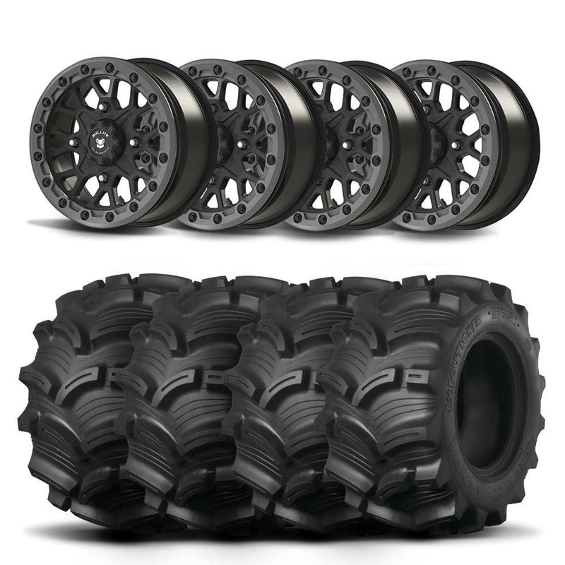 Load image into Gallery viewer, Set of Four Bullite Rider Wheels 14&quot; Gray And Kenda K538 Executioner Tires [28x11-14]
