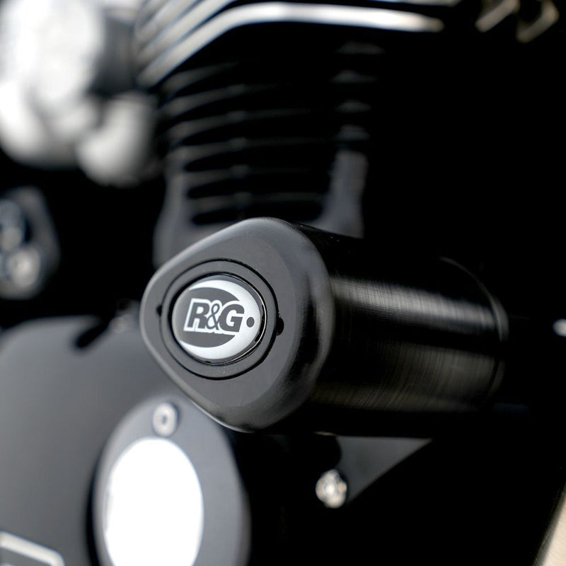 Load image into Gallery viewer, R&amp;G Racing Black Aero Style Crash Protection Bobbins For 2017-2024 Triumph Bonneville Bobber
