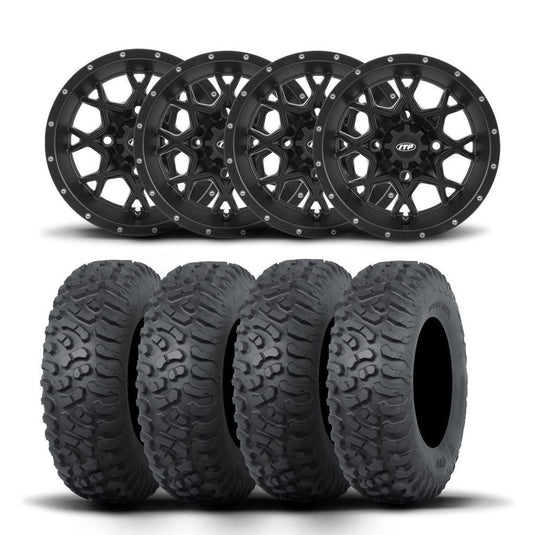 ITP Hurricane 12" Matte Black Wheels And Terra Hook Tires [26x9-12]