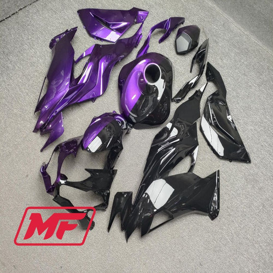 Monster Fairings Full Kit Kawasaki ZX-6R 19-23 Gloss Purple Black Split + Windshield + Gas Tank Cover