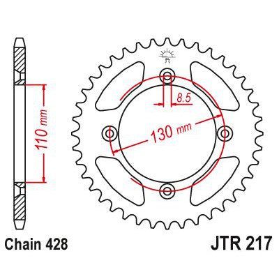 JT Sprockets Rear Steel Sprocket 55 Tooth 55T 428 Chain JTR217.55