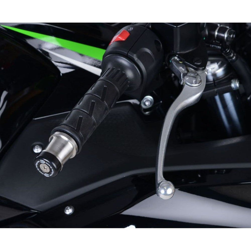 Load image into Gallery viewer, R&amp;G Racing Black Bar End Sliders For 2014-2020 Kawasaki Ninja 250SL
