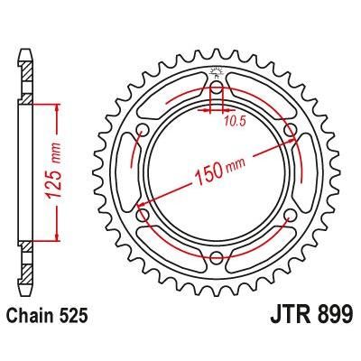 Load image into Gallery viewer, JT Sprockets Rear Steel Sprocket 45 Tooth 45T 525 Chain JTR899.45
