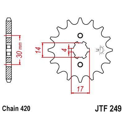 JT Sprockets Front Steel Countershaft Sprocket 13 Tooth 13T 420 Chain JTF249.13