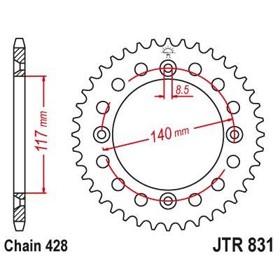 Load image into Gallery viewer, JT Sprockets Rear Steel Sprocket 46 Tooth 46T 428 Chain JTR831.46
