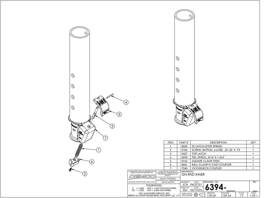 EZ-Latch 30,000 lb. Round Inner Gooseneck Coupler Assembly - 2-5/16" Ball (DM73KV)