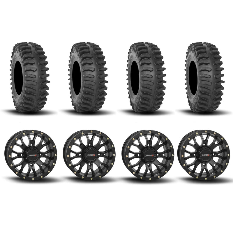 Load image into Gallery viewer, System 3 ST-3 Simulated Beadlock Matte Black 15" Wheels And XT400 Tires [35x10R-15]
