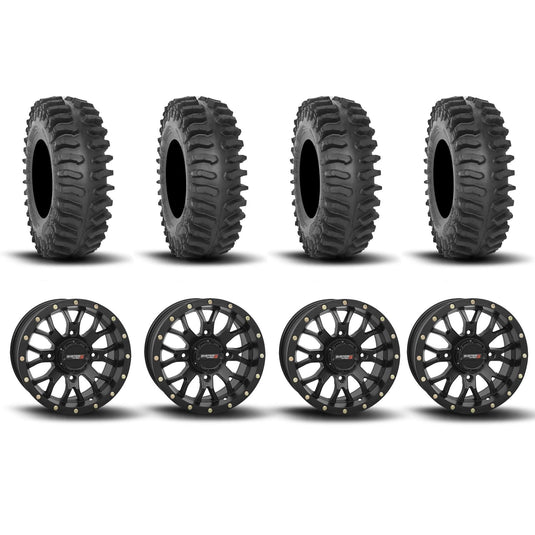 System 3 ST-3 Simulated Beadlock Matte Black 15" Wheels And XT400 Tires [35x10R-15]