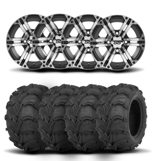 ITP SS212 14" Machined Black Wheels And Mud Lite Tires [28x12-14]
