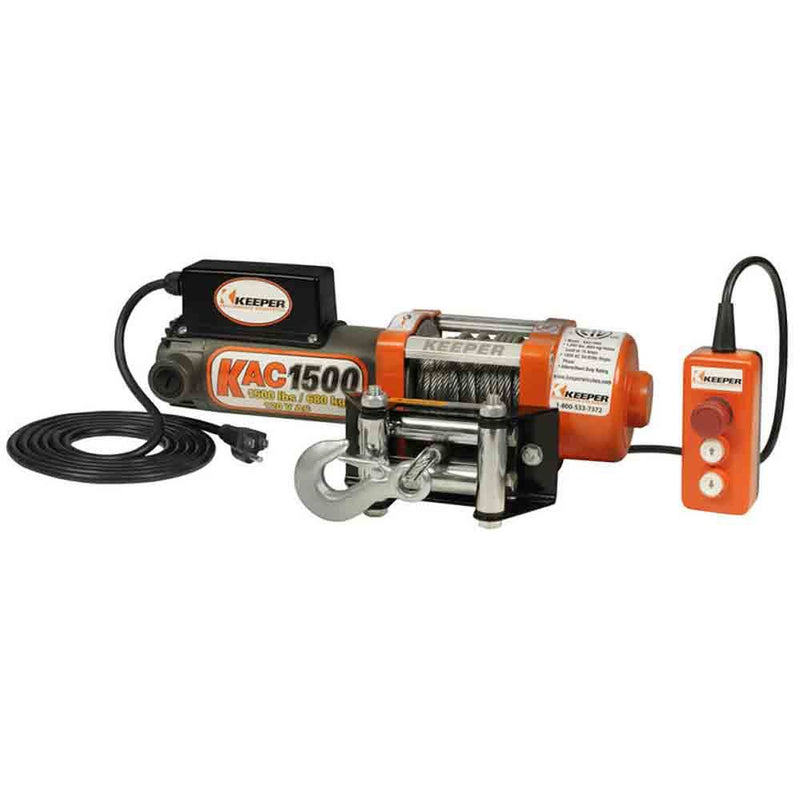 Load image into Gallery viewer, Keeper (KAC15042) 110/120 Volt AC Electric Wire Rope Winch, 1,500 lbs. Single Line Pull
