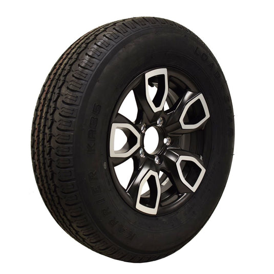 14 inch Black Aluminum Spoke Wheel Assembly / 5 on 4.5 -  ST205/75 R14 - Load Range C