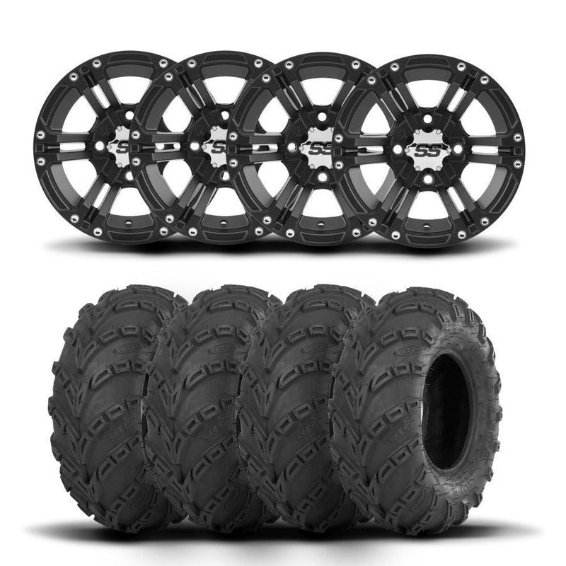 Load image into Gallery viewer, ITP SS212 12&quot; Matte Black Wheels And Mud Lite Tires [25x8-12]
