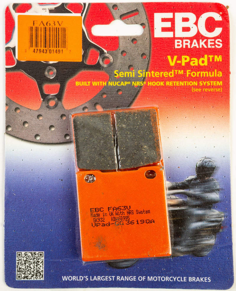 Load image into Gallery viewer, EBC 1 Pair V-Pad Semi-Sintered Touring Brake Pads MPN FA63V
