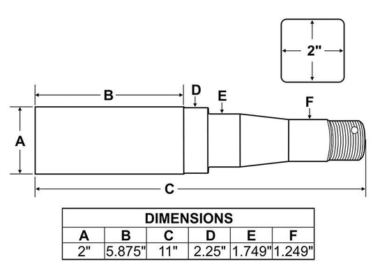 Trailer Spindle Kit - 8-Bolt on 6-1/2" Inch Hub Assembly Includes (1) Square Stock 1-3/4 Inch to 1-1/4 Inch Tapered Spindle & Bearings