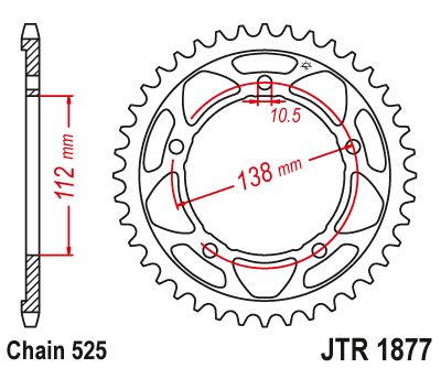 Load image into Gallery viewer, JT Sprockets Rear Steel Sprocket 41 Tooth 41T 525 Chain JTR1877.41

