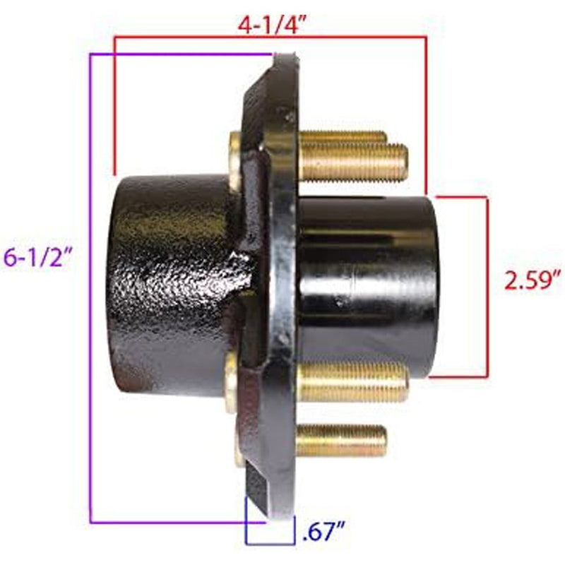 Load image into Gallery viewer, Trailer Hub Assembly 5 on 4-1/2&quot; Bolt Circle, 1,750lb Capacity for 1-3/8&quot; To 1-1/16&quot; Tapered Spindles (H-1000-04-EZ) W/E-Z Lube Dust Cap
