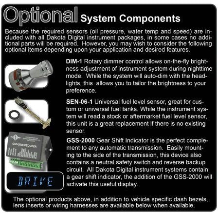 Dakota Digital 1973-1977 Chevrolet Malibu/Monte Carlo/El Camino/GMC Sprint VHX Black Red Display Square Gauge Kit VHX-73C-MAL-K-R