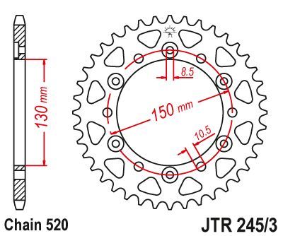 Load image into Gallery viewer, JT Sprockets Rear Steel Sprocket 46 Tooth 46T 520 Chain JTR245/3.46
