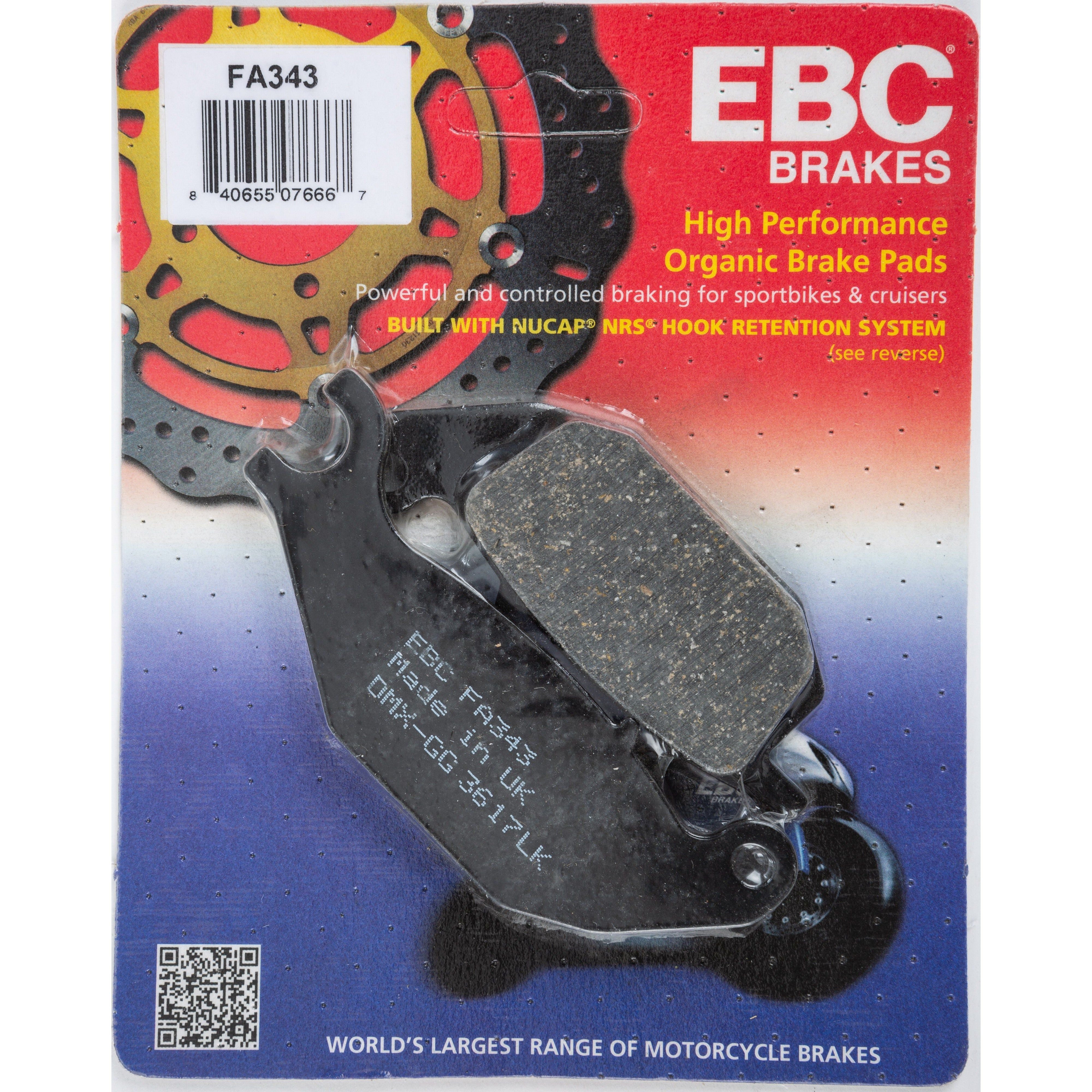 EBC 1 Pair FA Series Organic Replacement Brake Pads MPN FA343