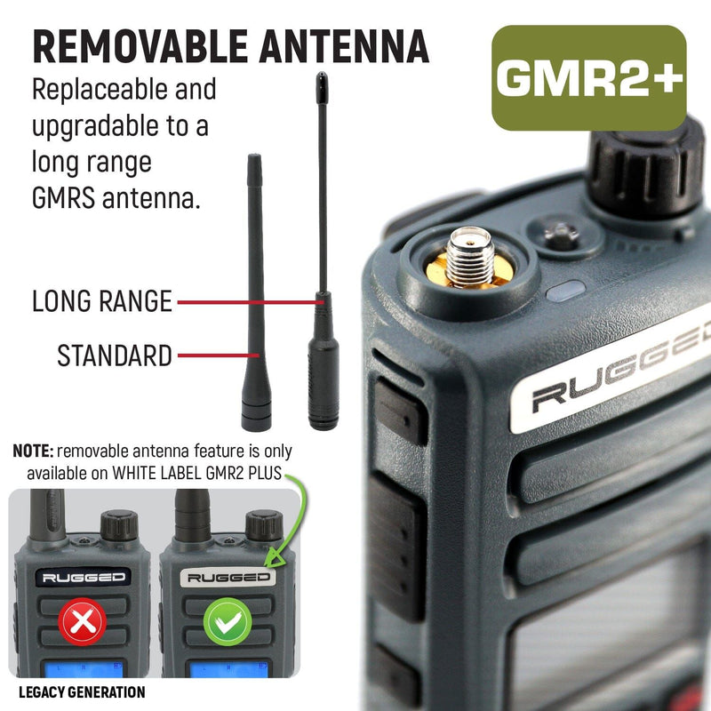 Load image into Gallery viewer, Rugged Radios ADVENTURE PACK - 2 PACK - GMR2 PLUS GMRS and FRS Two Way Handheld Radios with XL Batteries and Long Range Antennas - Grey RUGGED-ADVENTURE-PACK

