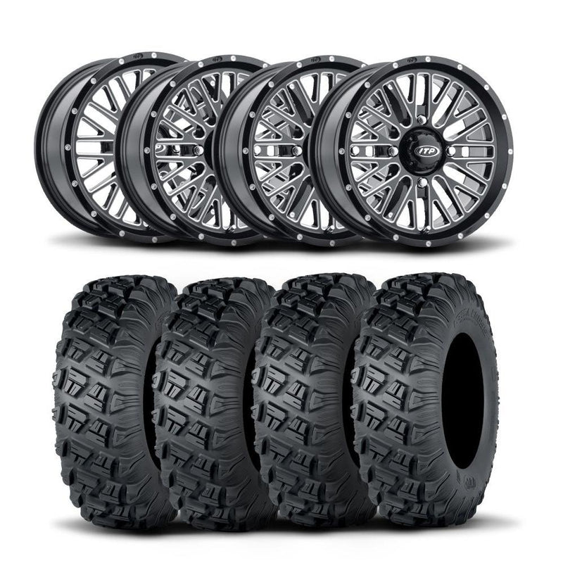 Load image into Gallery viewer, ITP Momentum 18" Machined Black Wheels And Versa Cross XTR Tires [28x10-18]
