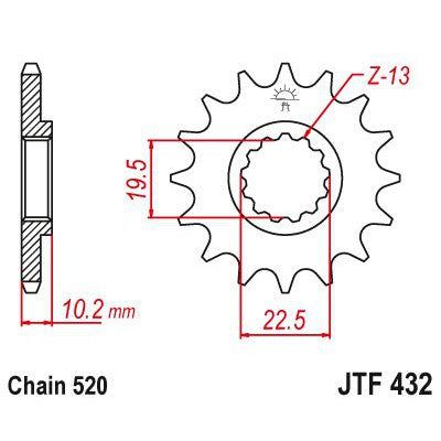 JT Sprockets Front Steel Countershaft Sprocket 11 Tooth 11T 520 Chain JTF432.11