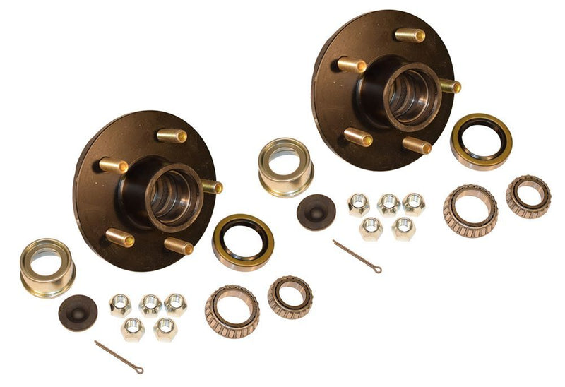 Load image into Gallery viewer, Trailer Hub Kit (H-1000EZ-PR) 5 Bolt on 4-1/2 Inch Circle with 1-3/8 inch &amp; 1-1/16&quot; I.D. Bearings - One Pair
