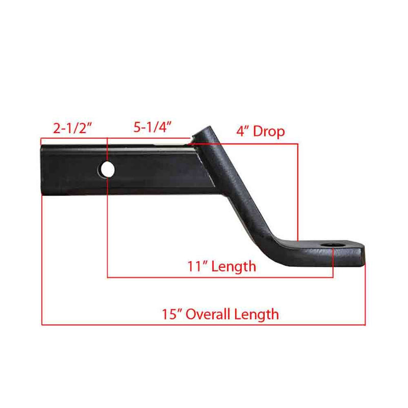 Load image into Gallery viewer, Rigid Hitch Ball Mount (UB-411-B) for 2&quot; Receivers - 8,500 lbs. Capacity, 4&quot; Drop - 2 3/4&quot; Rise - 11&quot; Length - Made in USA
