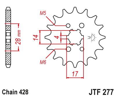 Load image into Gallery viewer, JT Sprockets Front Steel Countershaft Sprocket 13 Tooth 13T 428 Chain JTF277.13
