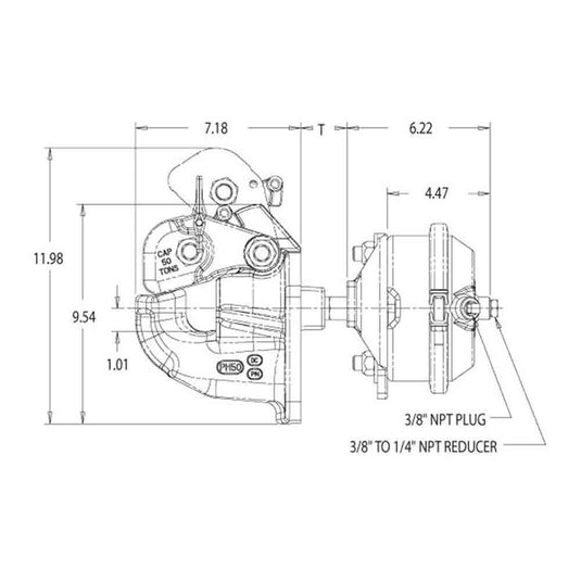 Buyers Products 50 Ton Air Compensated Pintle Hitch (With Chamber And Plunger) - 6 Hole Mount