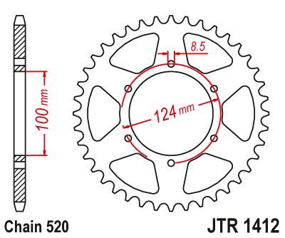 Load image into Gallery viewer, JT Sprockets Rear Steel Sprocket 37 Tooth 37T 520 Chain JTR1412.37
