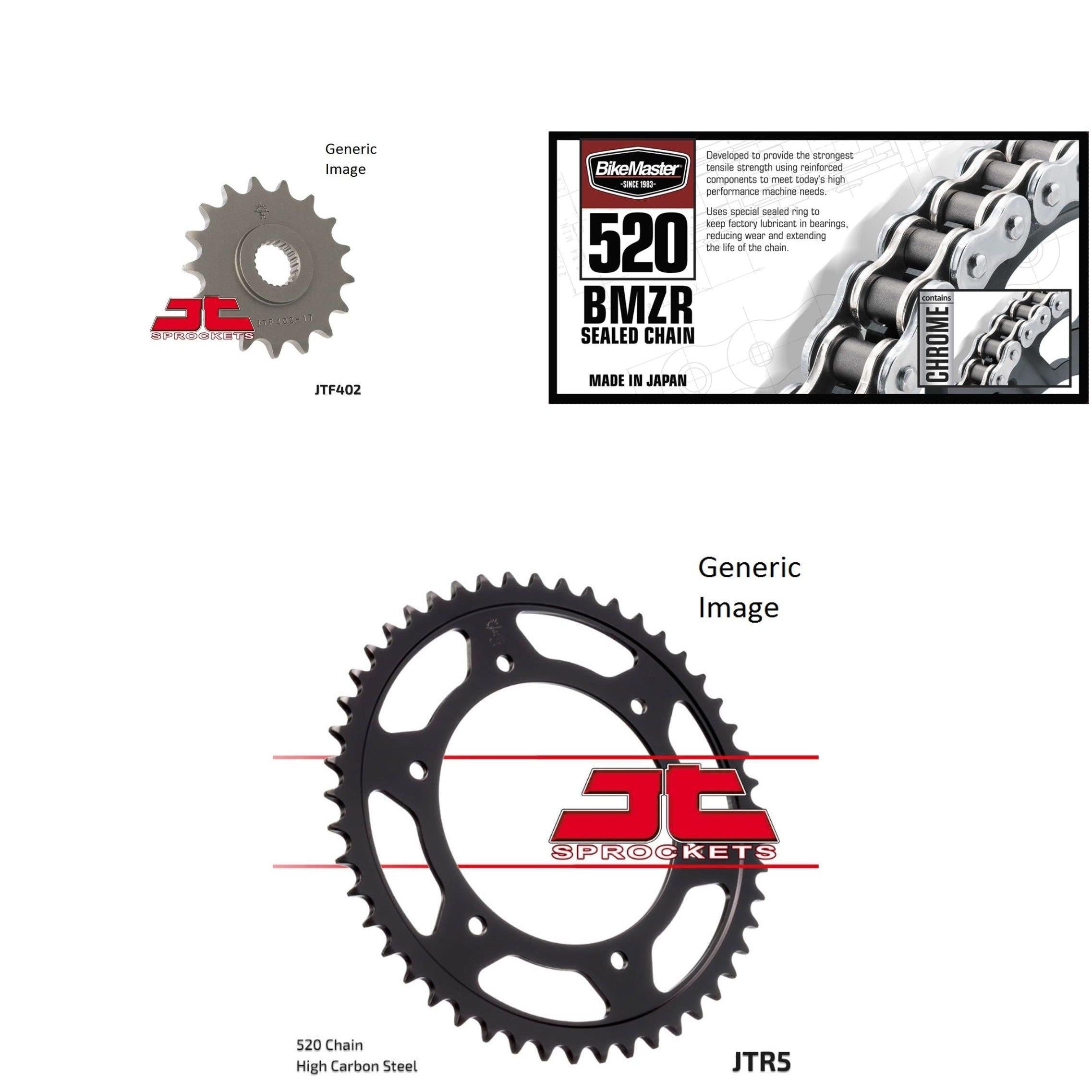520 BMZR Chain Chrome, Front & Rear Sprocket Kit BMW F650 GS Dakar 2001-2005