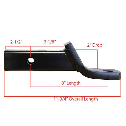 Deluxe Ball Mount & Assembly Kit - 2 Inch Ball - 2 Inch Drop - 8 Inch Length