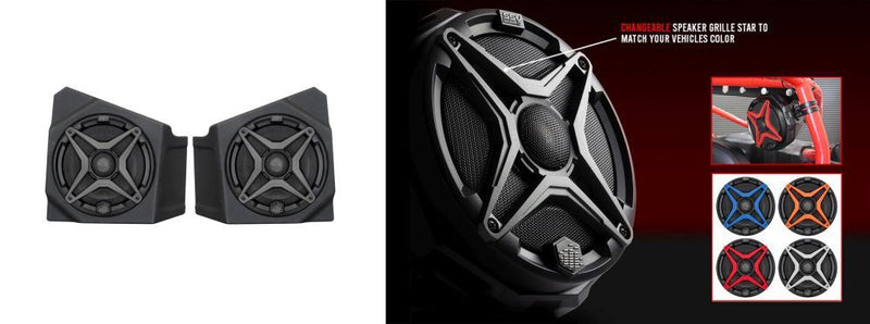 Load image into Gallery viewer, SSV Works Front Kick 6.5&quot; Speaker Pods With Grey Grilles For Kawasaki KRF1000 20-22
