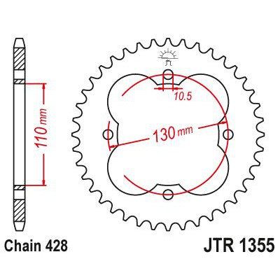 Load image into Gallery viewer, JT Sprockets Rear Steel Sprocket 50 Tooth 50T 428 Chain JTR1355.50
