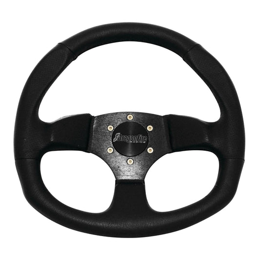 DragonFire Racing Steering Wheel - D-Shaped - Vinyl - Black - 04-0004