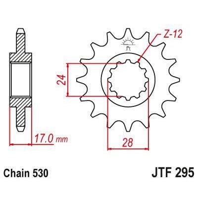 JT Sprockets Front Steel Countershaft Sprocket 14 Tooth 14T 530 Chain JTF295.14