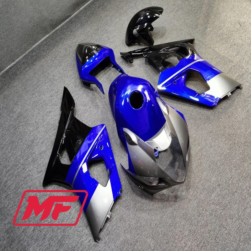 Load image into Gallery viewer, Monster Fairings Full Kit Suzuki GSXR600 03-04 Blue Silver and Black + Windshield + Gas Tank Cover
