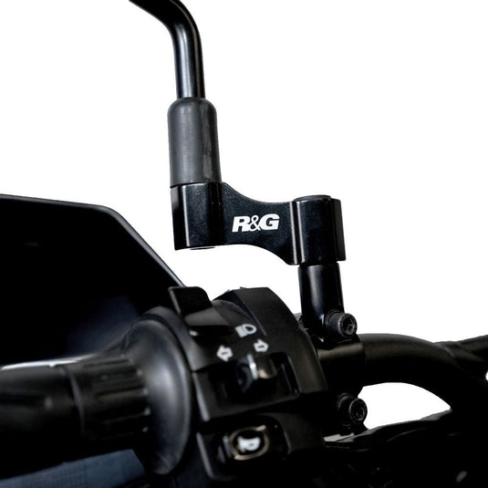R&G Racing Black Mirror Widener Arms For 2013-2018 Aprilia Caponord 1200